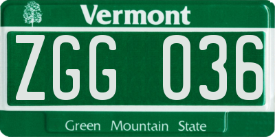 VT license plate ZGG036