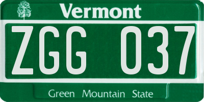 VT license plate ZGG037