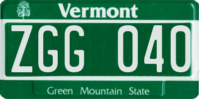 VT license plate ZGG040
