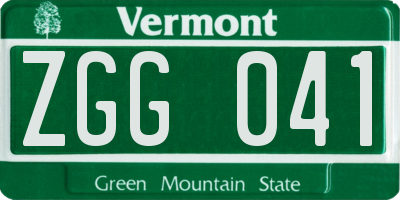 VT license plate ZGG041