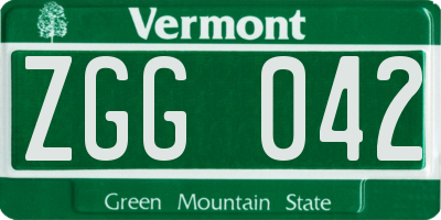 VT license plate ZGG042