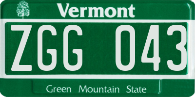 VT license plate ZGG043