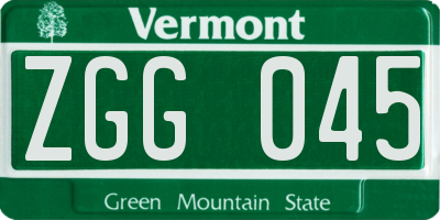 VT license plate ZGG045