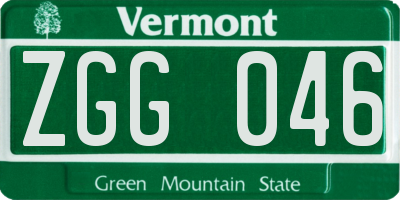VT license plate ZGG046