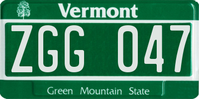 VT license plate ZGG047