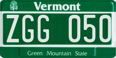 VT license plate ZGG050