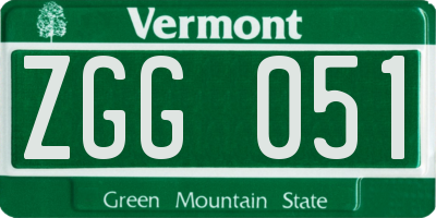 VT license plate ZGG051