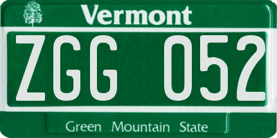 VT license plate ZGG052