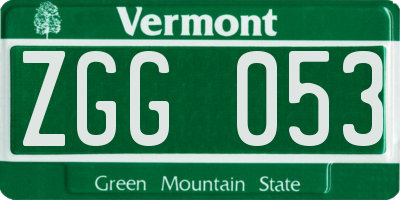 VT license plate ZGG053