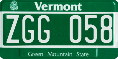 VT license plate ZGG058