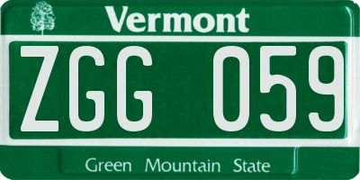 VT license plate ZGG059