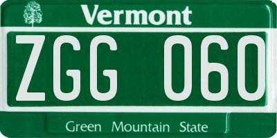VT license plate ZGG060