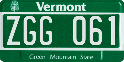 VT license plate ZGG061