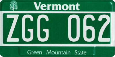 VT license plate ZGG062