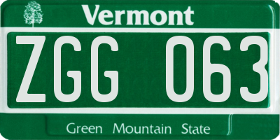 VT license plate ZGG063