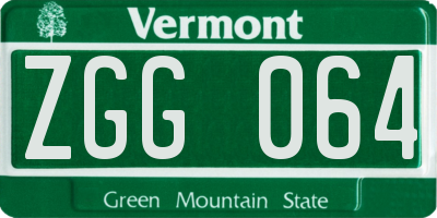 VT license plate ZGG064