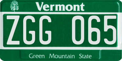 VT license plate ZGG065
