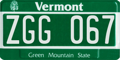VT license plate ZGG067