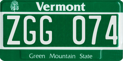 VT license plate ZGG074