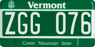 VT license plate ZGG076
