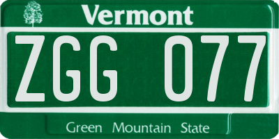 VT license plate ZGG077