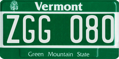 VT license plate ZGG080