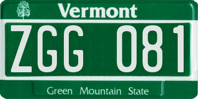 VT license plate ZGG081