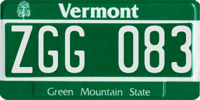 VT license plate ZGG083