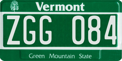 VT license plate ZGG084