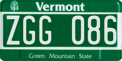 VT license plate ZGG086