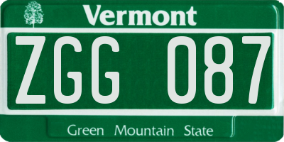 VT license plate ZGG087