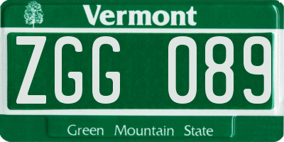 VT license plate ZGG089