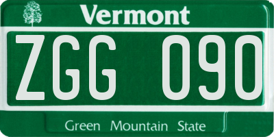 VT license plate ZGG090