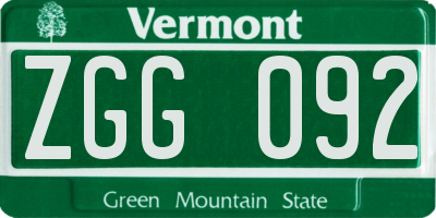 VT license plate ZGG092