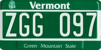 VT license plate ZGG097