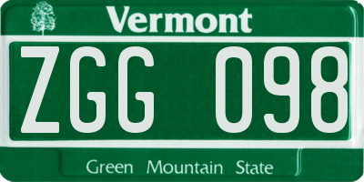 VT license plate ZGG098
