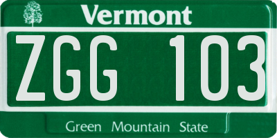 VT license plate ZGG103