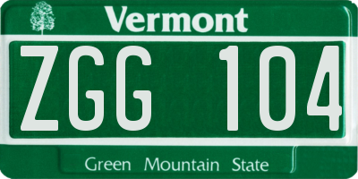 VT license plate ZGG104
