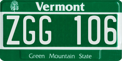VT license plate ZGG106