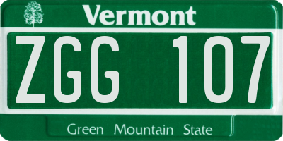 VT license plate ZGG107