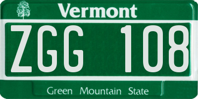 VT license plate ZGG108