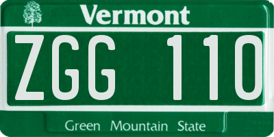 VT license plate ZGG110