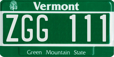 VT license plate ZGG111