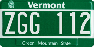 VT license plate ZGG112