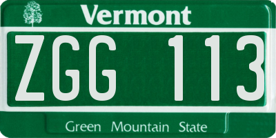 VT license plate ZGG113