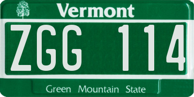 VT license plate ZGG114