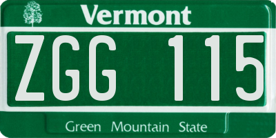 VT license plate ZGG115