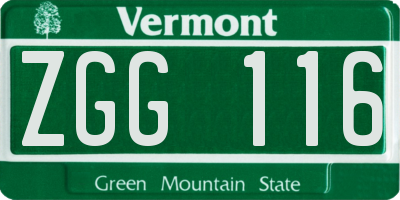 VT license plate ZGG116