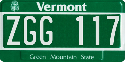 VT license plate ZGG117