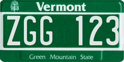 VT license plate ZGG123